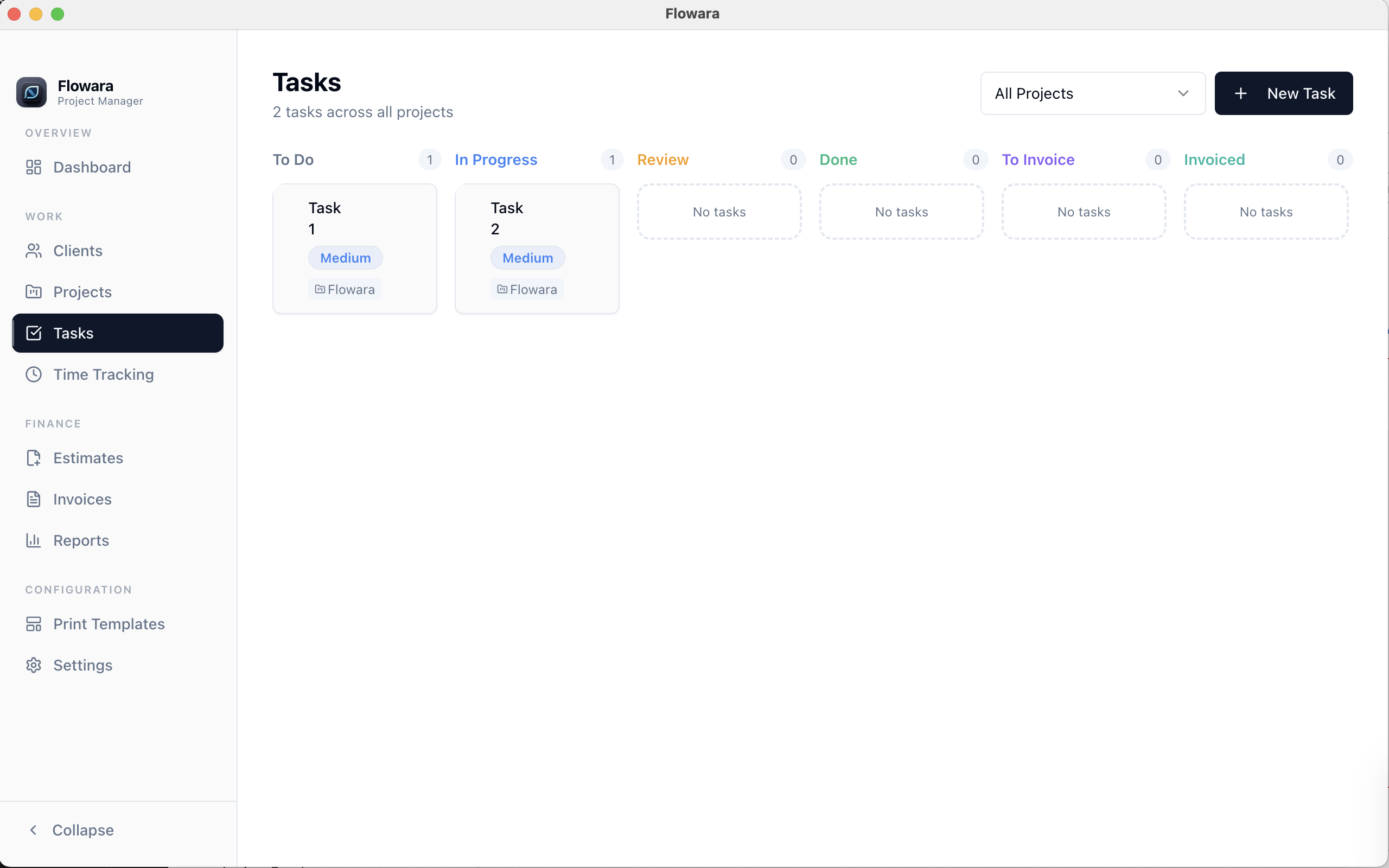 Flowara Kanban Board screenshot